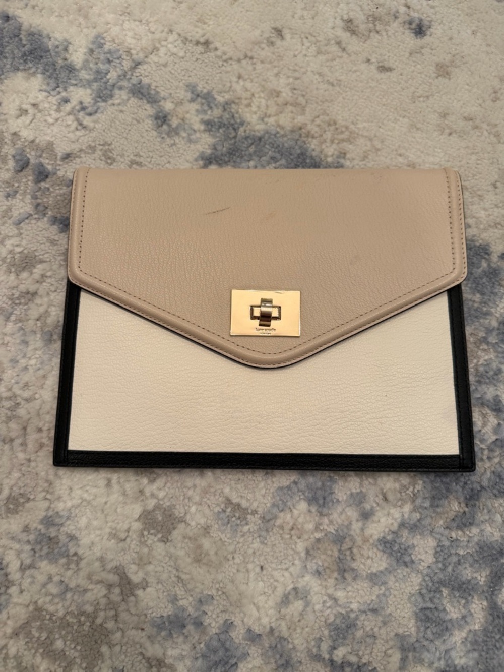 kate spade black and pebble two-tone envelope clutch
